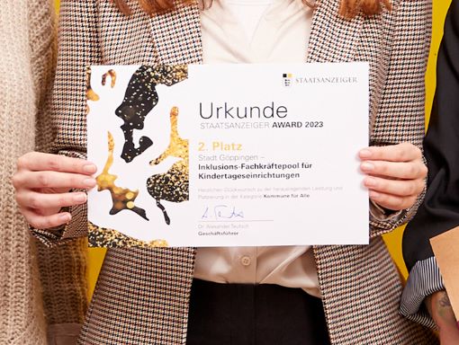 Urkunde für Platz in der Kategorie Kommune für Alle